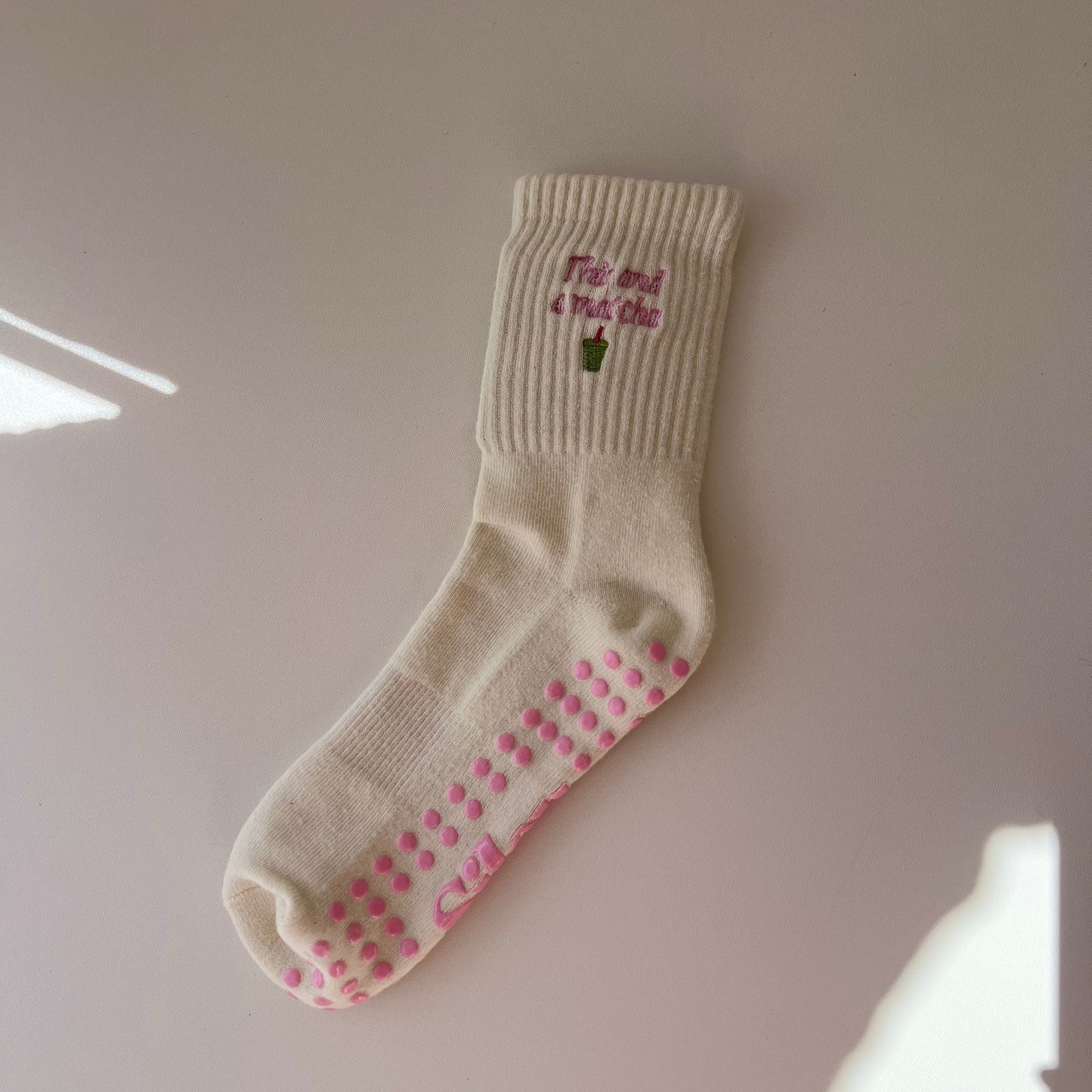 "This and a matcha" grip socks