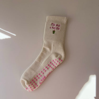 "This and a matcha" grip socks