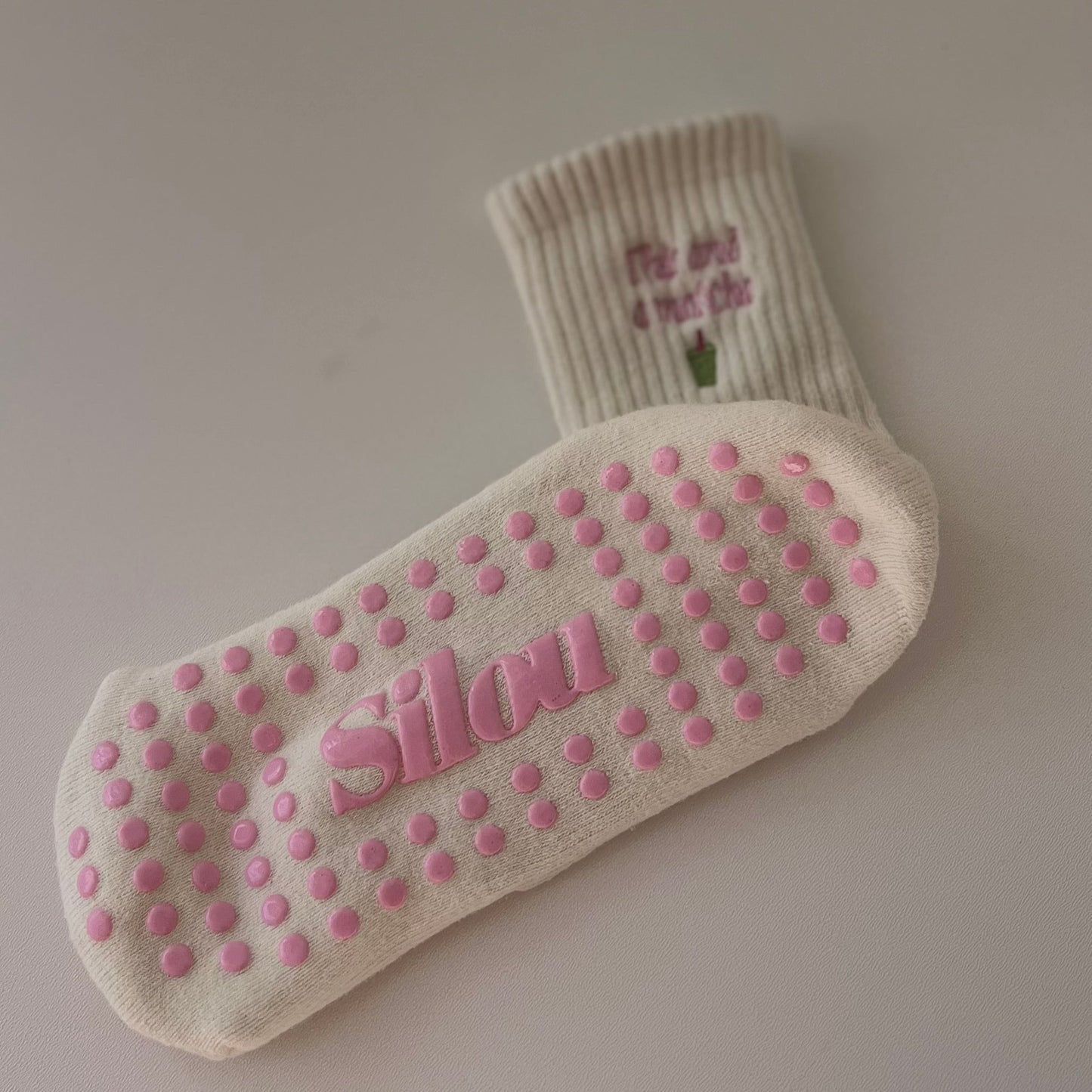 "This and a matcha" grip socks