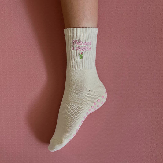 "This and a matcha" grip socks
