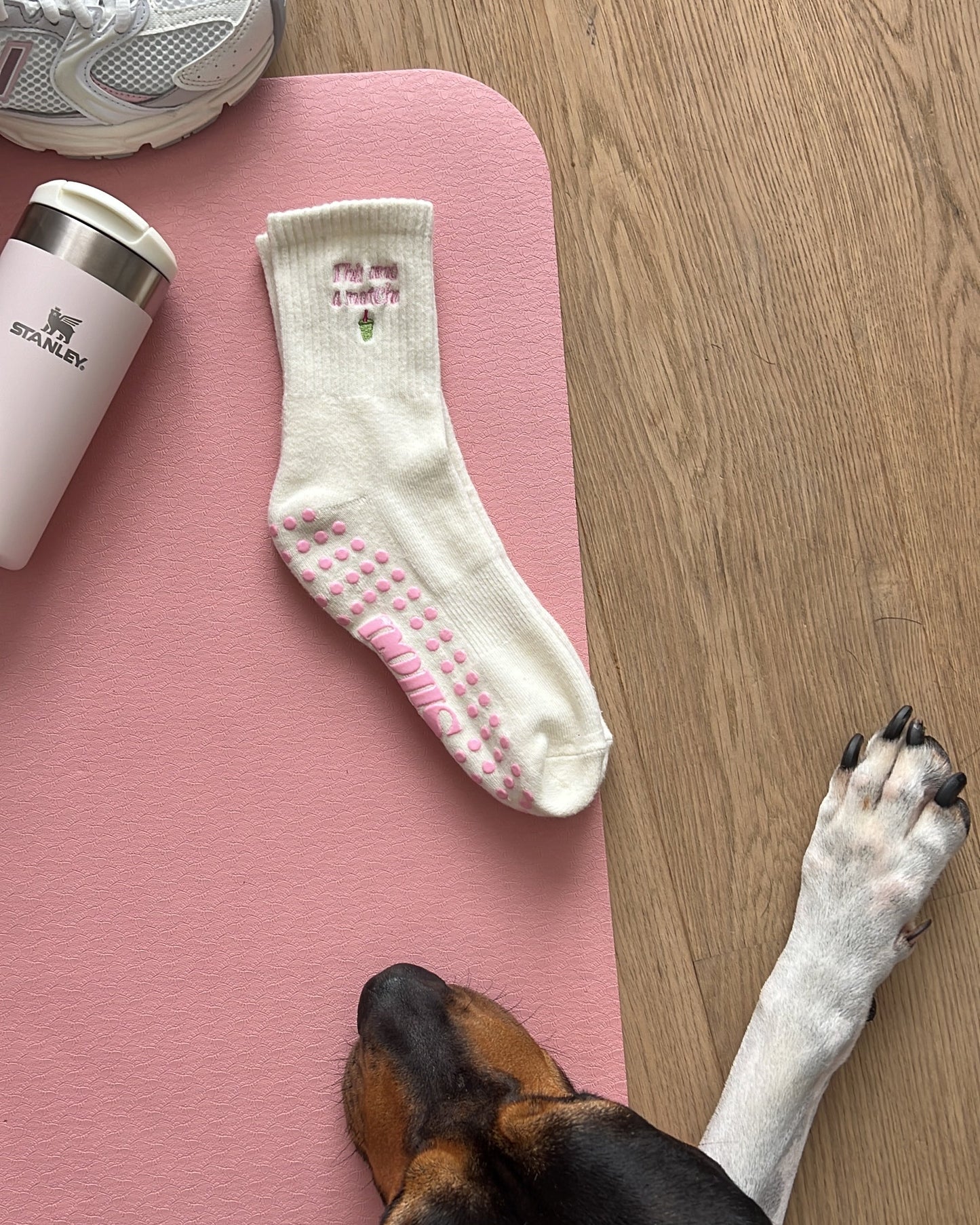 "This and a matcha" grip socks